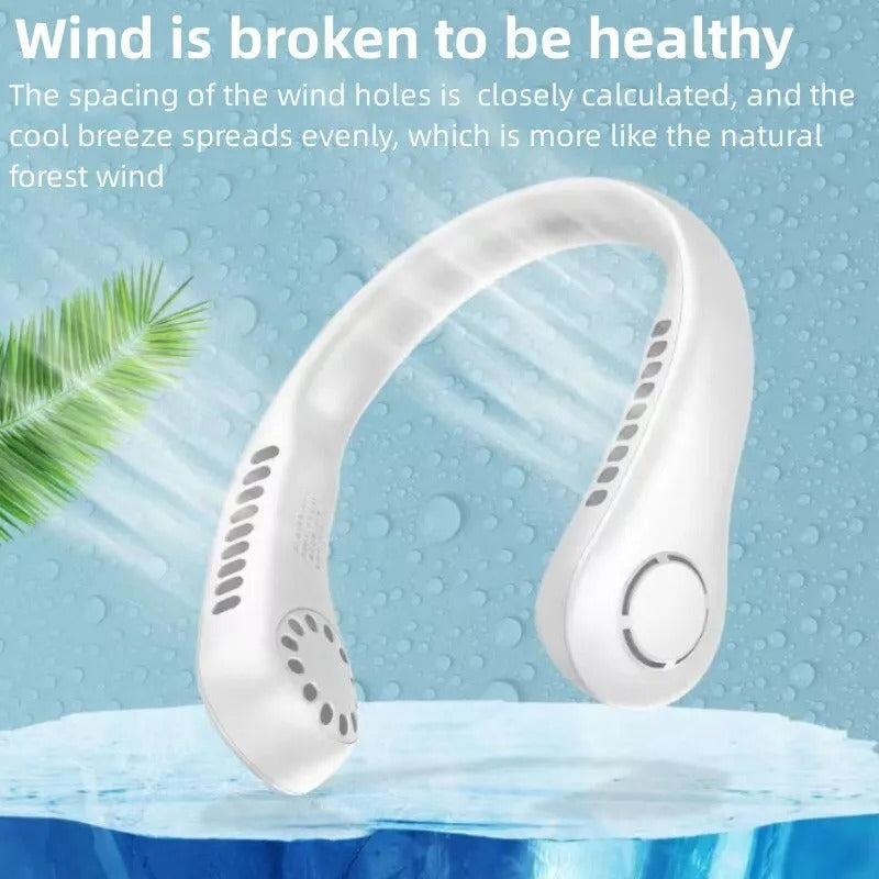 Mini Hanging Neck Fan High Wind 3 Speed Adjustable USB Charging Portable Quiet Super Long Life