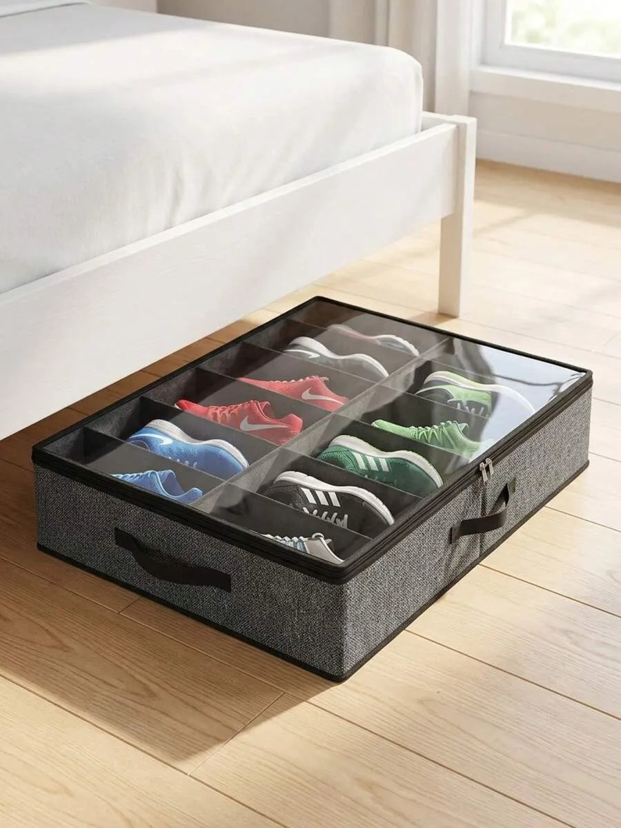 Stylish Shoe Storage Bag Grey 12-Grid Durable