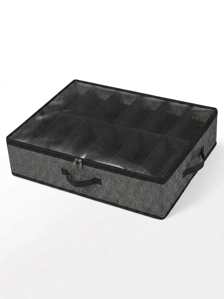 Stylish Shoe Storage Bag Grey 12-Grid Durable