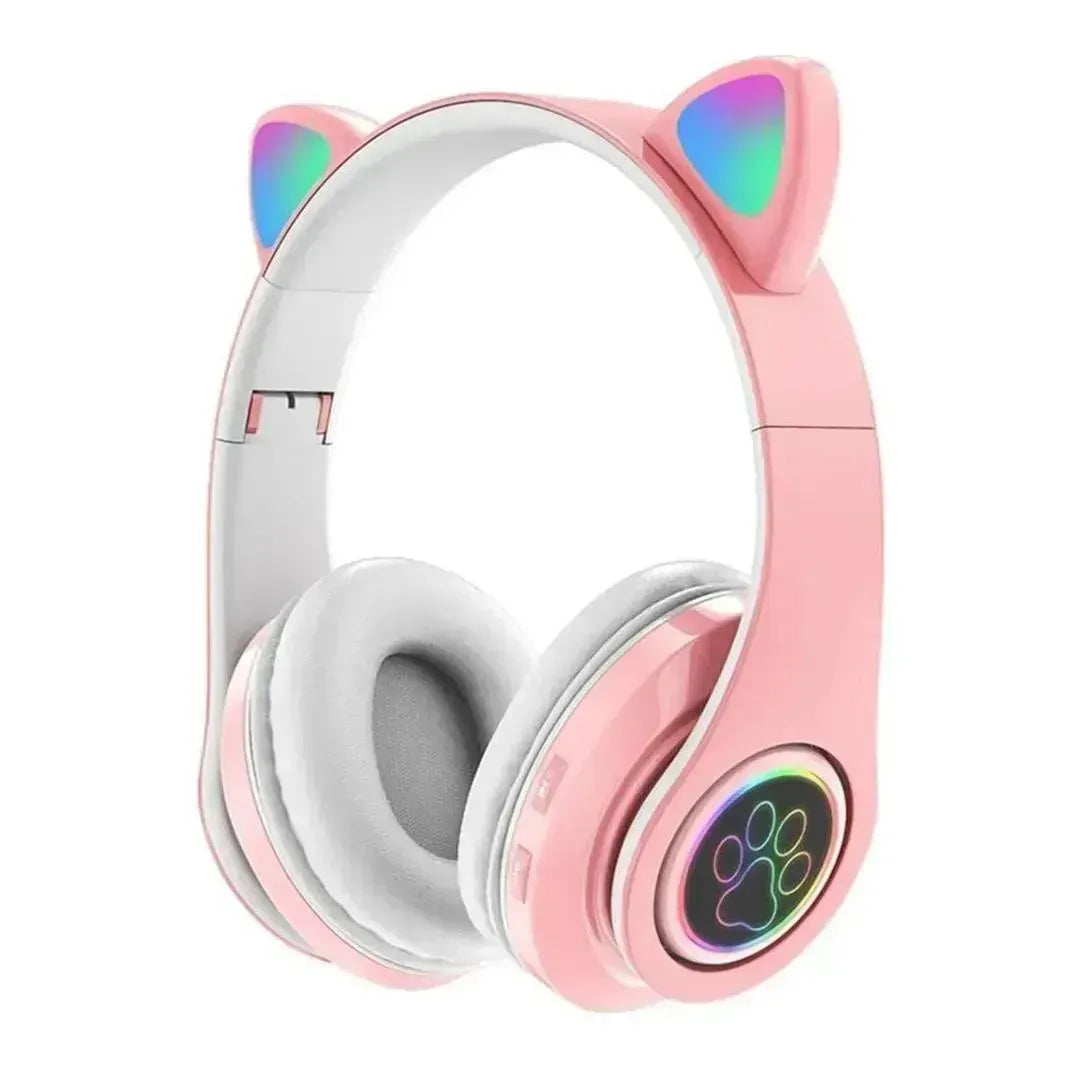 Cat Ear Wireless Bluetooth Headphones with RGB LED Lights & Built-in Mic