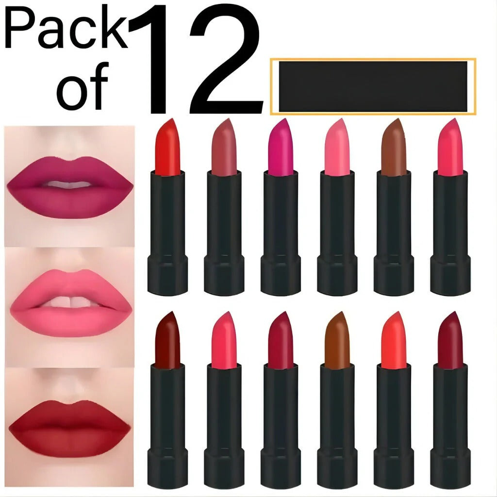 12 Pcs High Pigmented Matte Lipstick Set