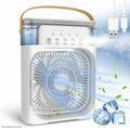 Multi-Function Portable Desktop Air Cooler Fan – High-Velocity Cooling with LED Lighting, Adjustable Speed, and Built-in Humidifier Mist