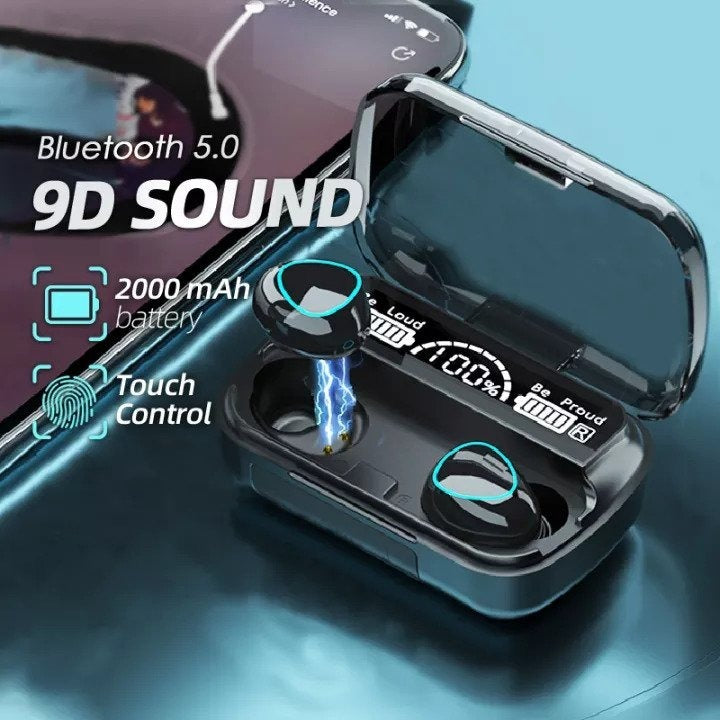 DaMix Original M10 Bluetooth Earbuds – Wireless Earphones with LED Display & Power Bank Case